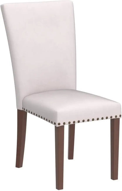 Upholstered Parsons Dining Chairs Set of 4, Fabric Dining Room Kitchen Side Chair with Nailhead Trim and Wood Legs - Beige