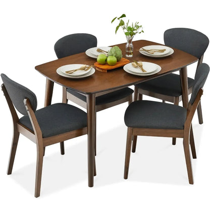 2024 New 5-Piece Dining Set, Compact Mid-Century Modern Table & Chair Set for Home