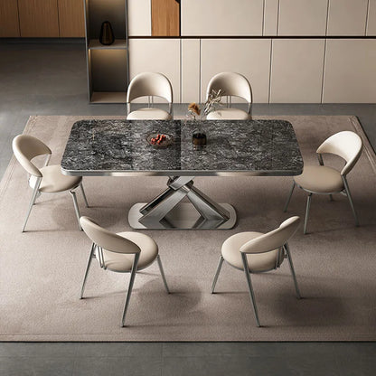 Mesa de comedor rectangular de diseño de lujo plegable Mesa de comedor italiana para 8 personas Mesas de comedor de mármol Accesorios de decoración