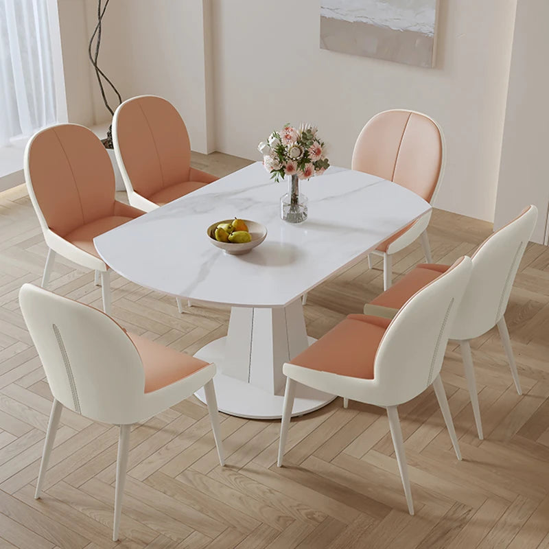 Juego de mesa de comedor para sala de estar con sillón ergonómico blanco, juegos de comedor móviles, diseño moderno, comedores, mesa plegable, muebles