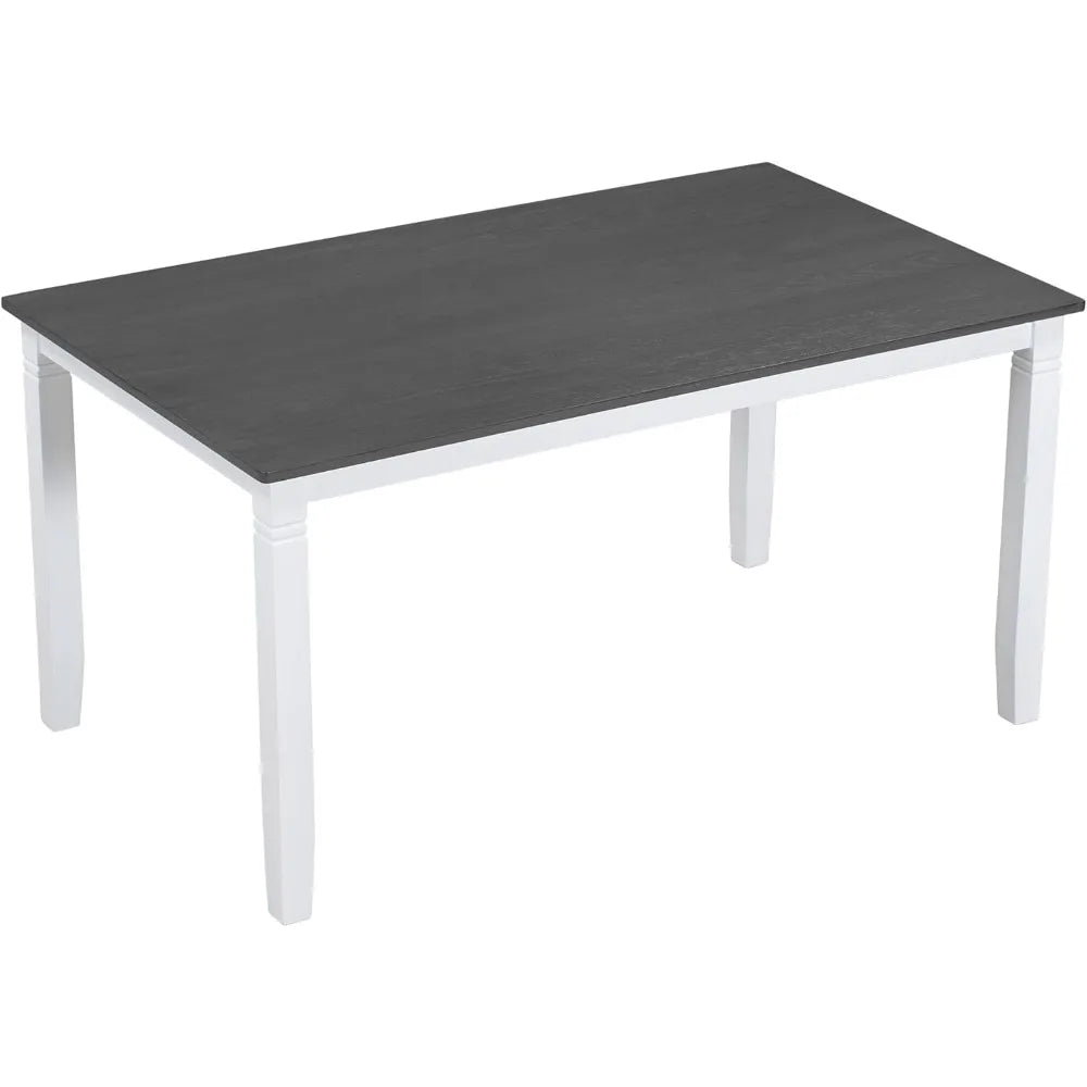 Juego de mesa de comedor de madera de 6 piezas para 6 personas con banco y sillas Juego de comedor de cocina rústica Farmhosue con mesa rectangular