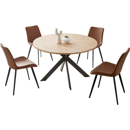 Juego de mesa de comedor redonda de 46,4", mesa de comedor redonda moderna de mediados de siglo para 4-6 personas, mesa de centro para cocina y comedor