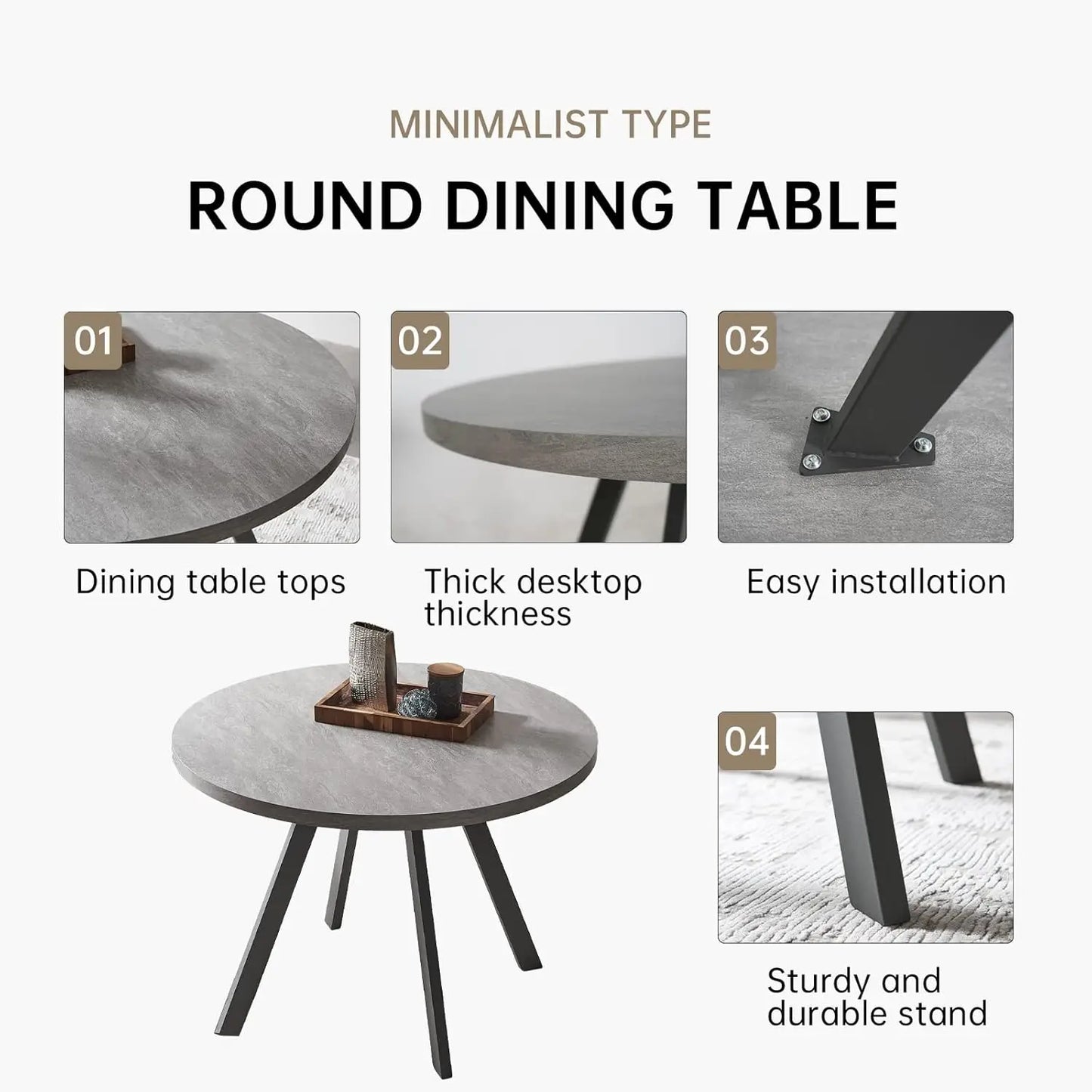 Juego de mesa de comedor redonda para 4, juego de mesa de centro informal moderno para cocina, sala de estar, apartamento, ahorro de espacio