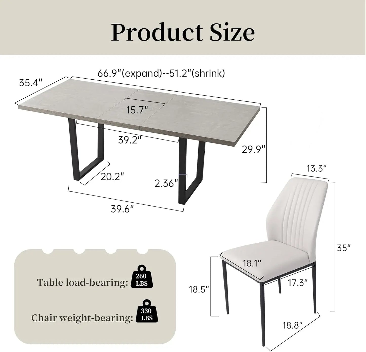 Ensemble de table à manger moderne pour 6 à 8 personnes Ensemble de table de salle à manger de cuisine Table à manger extensible en bois, 6 chaises rembourrées