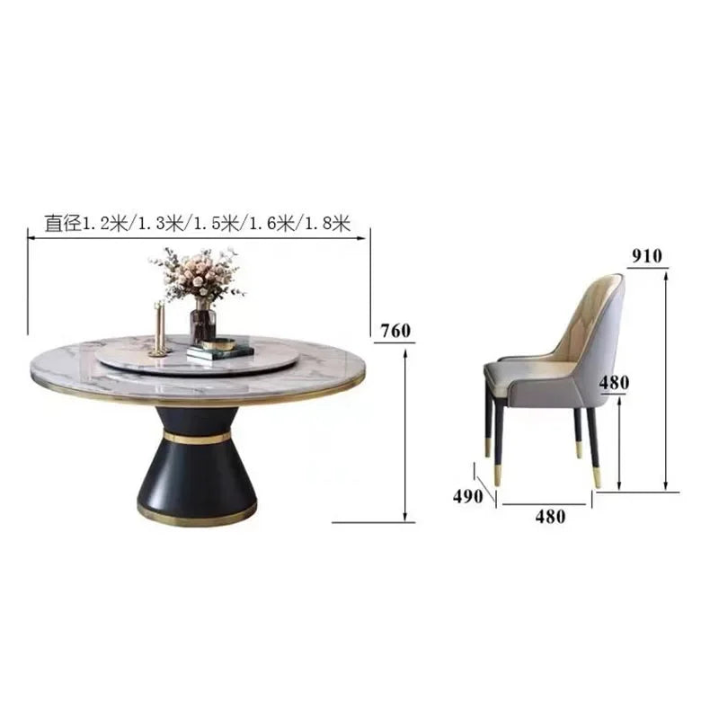 Mesa de comedor nórdica plegable de lujo redonda de mármol, mesa de comedor industrial para 8 personas, juegos de comedor, muebles de cocina