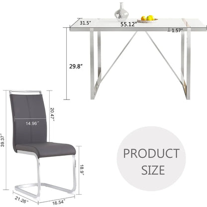 Juegos de comedor, juego de mesa de comedor de 55" y sillas para 6, juego de mesa de comedor rectangular para 4, juegos de comedor