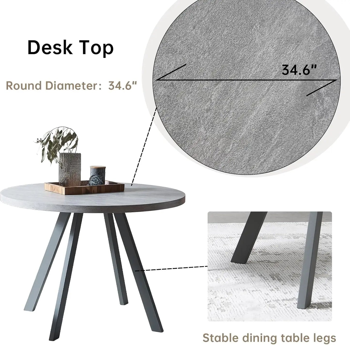 Juego de mesa de comedor redonda para 4, juego de mesa de centro informal moderno para cocina, sala de estar, apartamento, ahorro de espacio