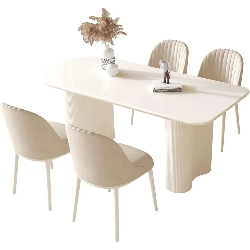 Juego de mesa de comedor con 4 sillas, juego de mesa de cocina moderna, mesa de comedor interior para cocina, bar, sala de estar, rincón de desayuno