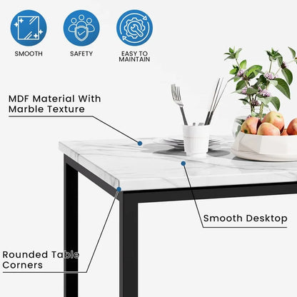 Ensemble de table à manger, grande table de cuisine moderne 7 pièces et chaises avec cadre en métal, ensemble de table de salle à manger avec 6 chaises en velours