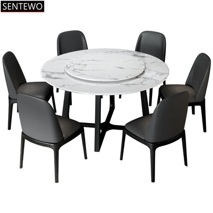 SENTEWO Ensemble de table à manger ronde en marbre blanc avec chaises, cadre en acier au carbone, tables Eettafels Comedor 4 Sillas, livraison gratuite