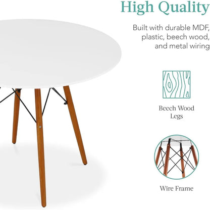 Juego de mesa de comedor, juego de mesa y sillas modernas de mediados de siglo con asientos de plástico, patas de madera, marco de metal, juego de mesa de comedor