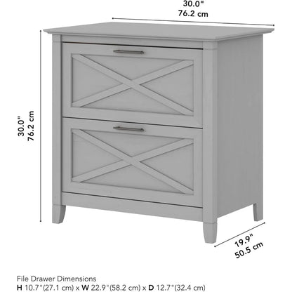 2 Drawer Lateral File Cabinet in Cape Cod Gray Document Storage for Home Office Accent Chest with Drawers