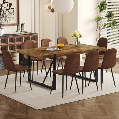 Ensemble de table à manger pour 8, 9 pièces, table de cuisine de 71 pouces et chaises en tissu suédé, ensemble de 8 pour la cuisine