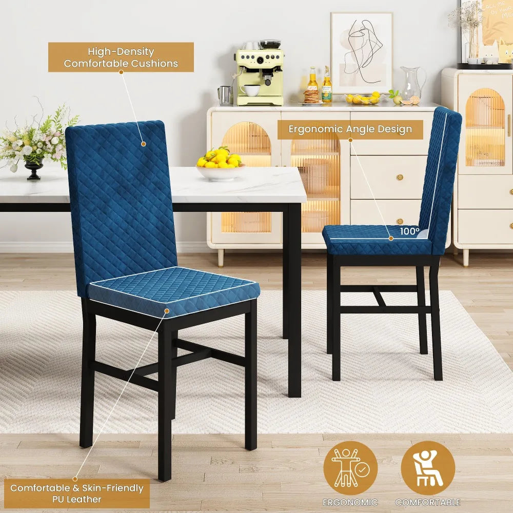 2024 New Dining Table Set for 4, Kitchen Table and Chairs Set, Dinner Table with 4 Velvet Upholstered Dining Chairs