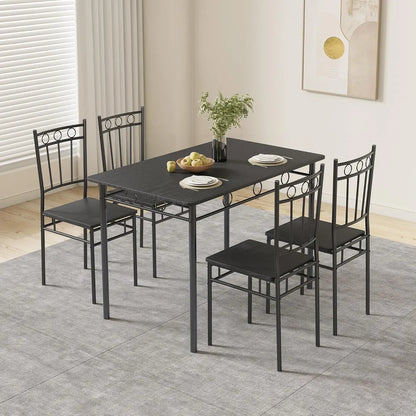 Juego de mesa de comedor para 4, mesa de cocina de 5 piezas y sillas, juego de mesa de comedor rectangular con 4 sillas, cocina que ahorra espacio