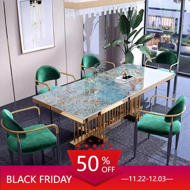 Dining Table People Extendable Round Kitchen Space Saving Room Furniture Console Sets High Bar White Modern Mesa Marble Pattern