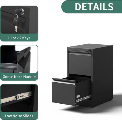 2 lockable drawer filing cabinets, metal upright filing cabinets for home offices, hanging legal/letter sized documents