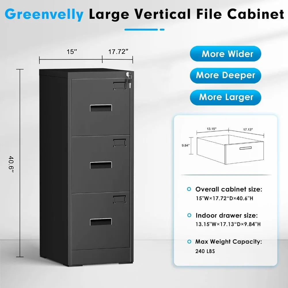 Archivador vertical de 18" de profundidad, con 2 cajones y cerradura, con cerradura para el hogar y la oficina