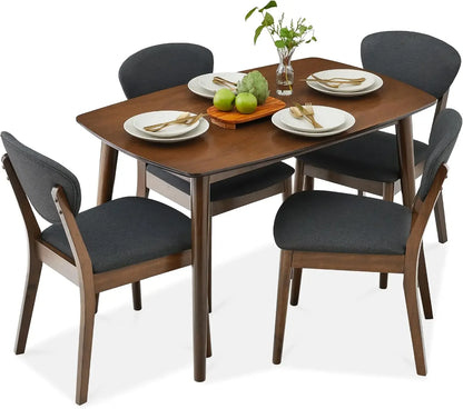 Productos de juego de comedor Juego de mesa y sillas moderno de mediados de siglo, compacto, de 5 piezas, para el hogar o el apartamento, con 4 sillas, asientos y respaldos acolchados