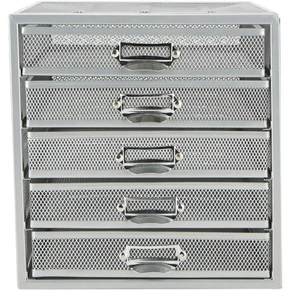 File Storage Drawers, Desk Organizer, Multi-Purpose, Crafts, Office, Metal Mesh, 11"L x 14"W x 11"H, Silver