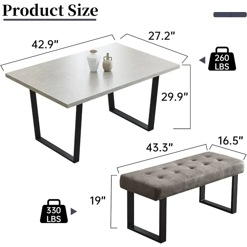 Juego de mesa de comedor con banco, mesa de cocina moderna de 3 piezas con asiento, banco de esquina y banco para muebles de comedor familiar