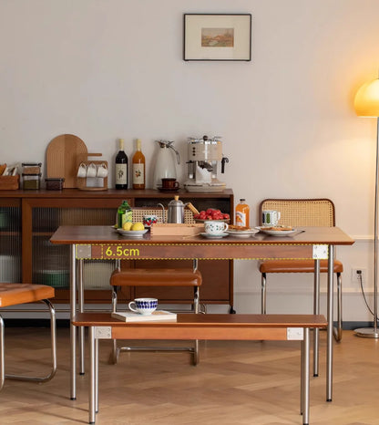 Mesa de comedor de madera maciza, diseño pequeño retro, hogar de estilo nórdico japonés, mesa rectangular medieval, mesa de comedor de madera, silla