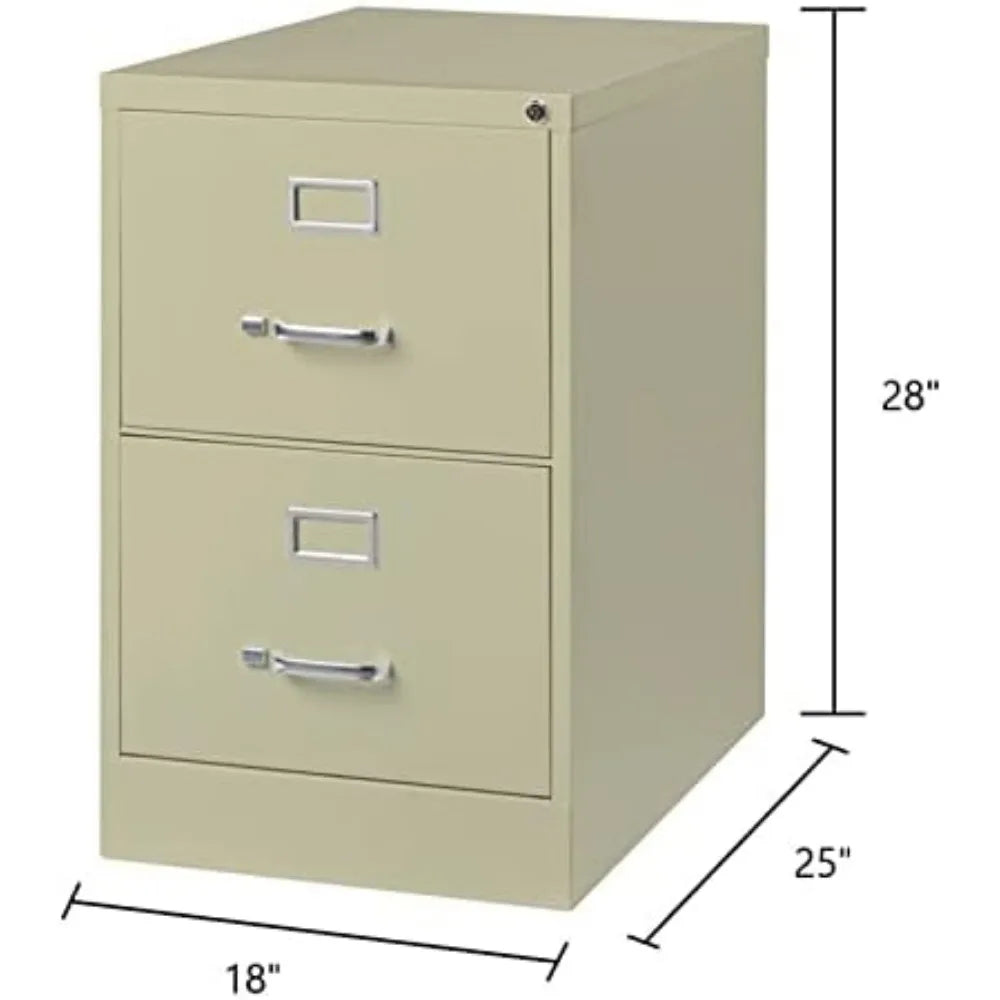 2 Drawers 28.38" Vertical Beige Metal Filing Cabinet Lockable Pre-Assembled Stationary Legal Size for Home, Office