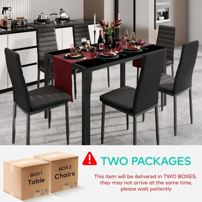 Juegos de mesa de comedor para 6, juego de mesa y sillas de cocina de 7 piezas para 6 personas, juegos de comedor modernos de cuero PU para el hogar, la cocina