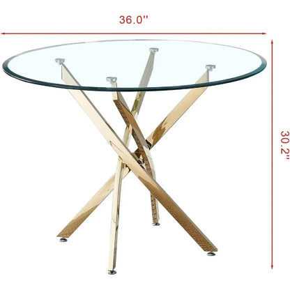 Juegos de comedor, juego de mesa de vidrio redondo de 5 piezas, juego de mesa de vidrio redondo para 4 cocinas redondas, juegos de comedor