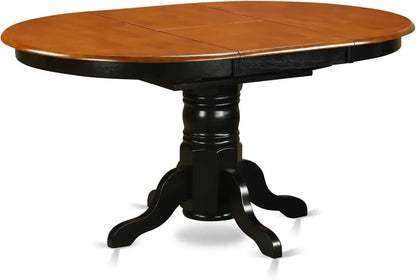 El juego de mesa de comedor de 7 piezas East West Furniture AVAT7-BLK-LC consta de una mesa de cocina ovalada con hojas de mariposa y 6 hojas de imitación L