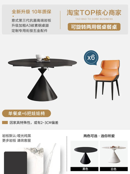 Folding Kitchen Dining Table Light Luxury Wooden Round Restaurant Tables Extendable Nordic Big Mesas De Comedor Furniture