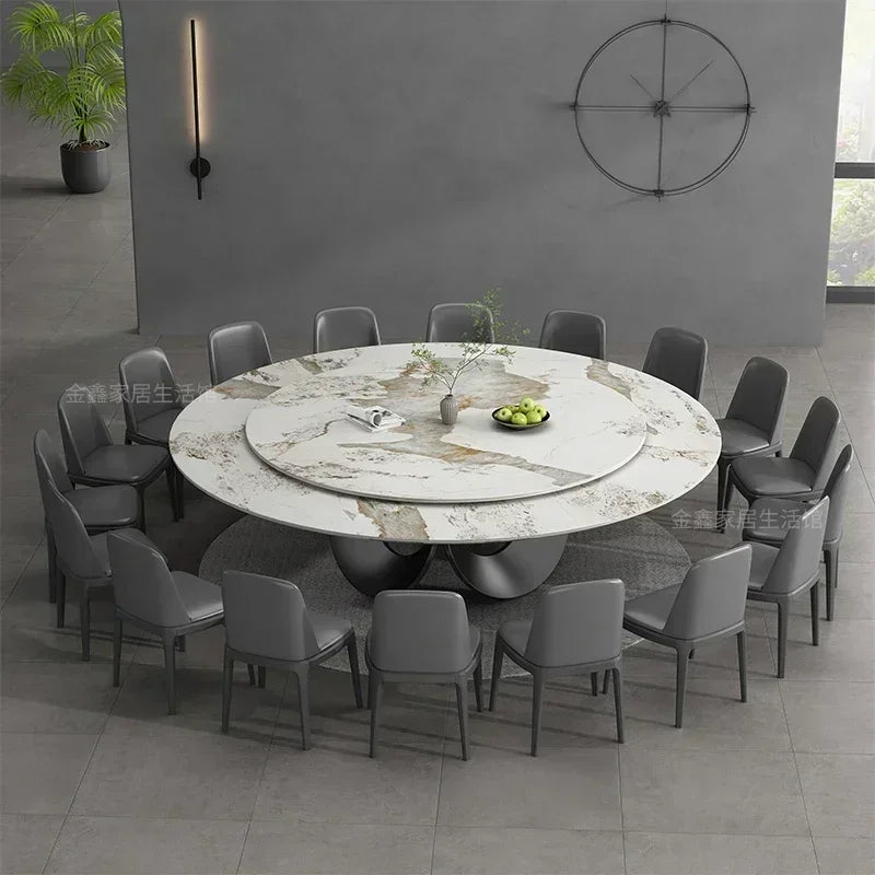 Mesa giratoria moderna y minimalista de lujo para el hogar, mesa de comedor circular y silla combinadas, muebles para el hogar Esstische