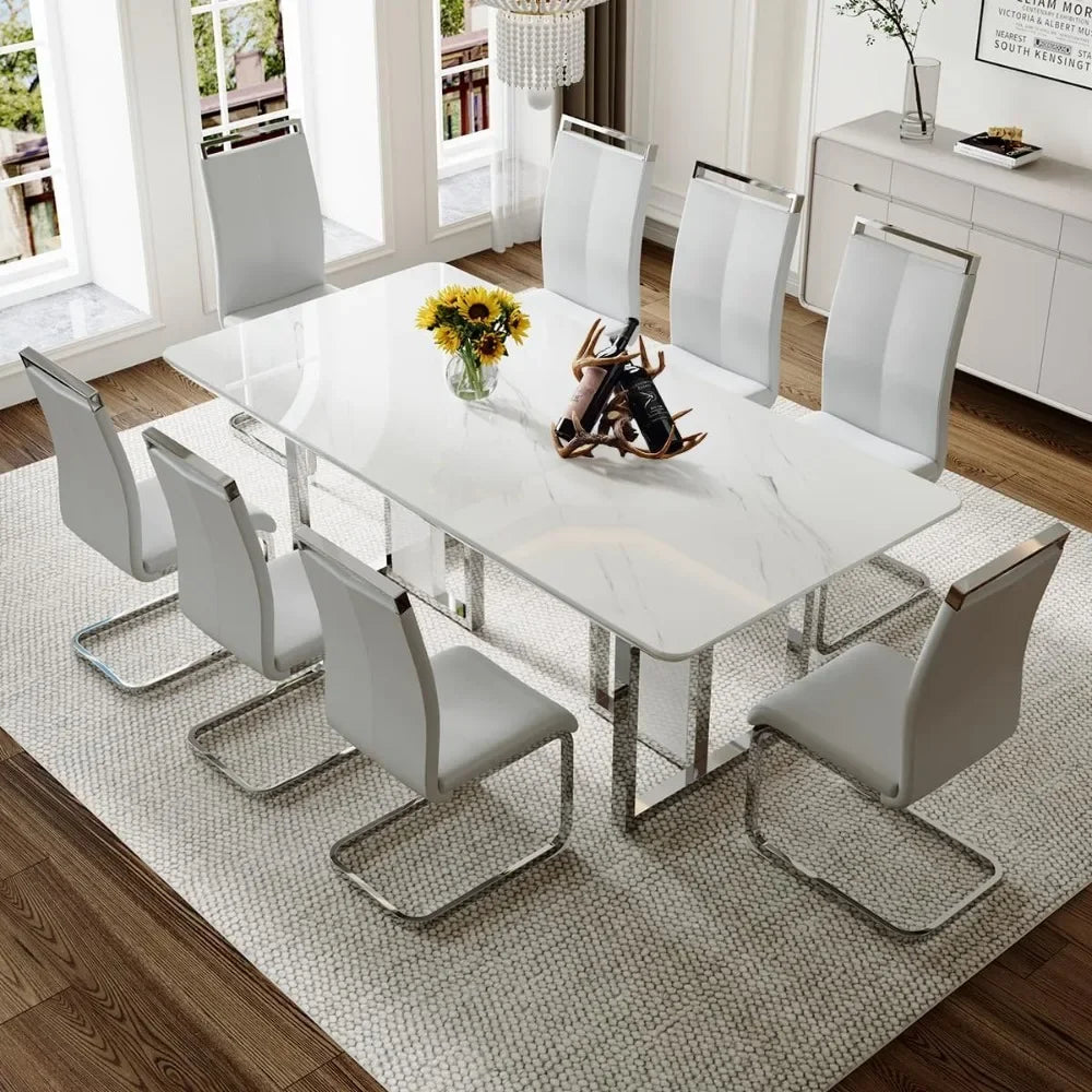 Juego de mesa de comedor para 8 personas, juego de mesa de comedor de altura de mostrador, juego de mesa de comedor de 9 piezas para muebles de cocina y sala de estar