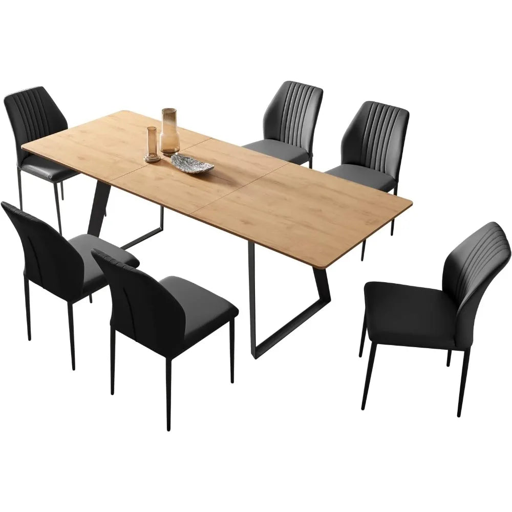 Mesa de comedor y sillas Mesa de comedor rectangular de madera Mesas de comedor extensibles Multifuncional que ahorra espacio