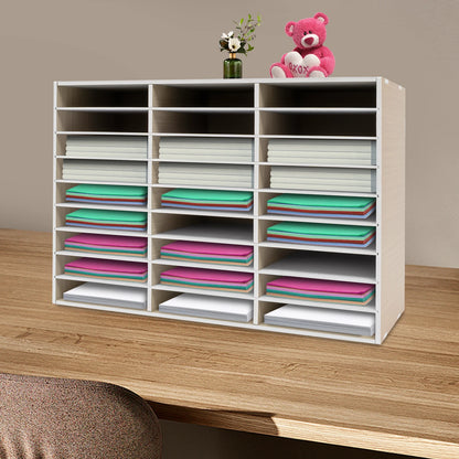 27 Slot File Classification Cabinet, Desktop Literature Organizer,  Adjustable File Sorter,  Mail Center Magazine Holder