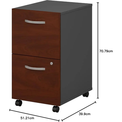 2 Drawer Rolling File Cabinet  - Assembled, Mobile Document Storage for Home or Professional Office Filing Cabinets