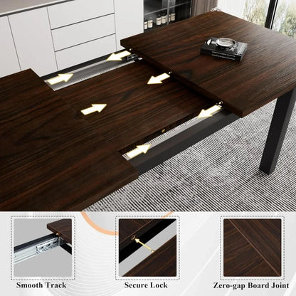 Ensemble de table à manger pour 4 à 8 personnes, ensemble de table de cuisine extensible avec 2 bancs et 2 tabourets carrés