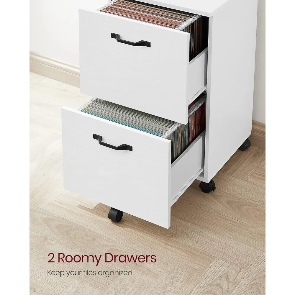 2-Drawer File Cabinet, Filing Cabinet for Home Office, Small Rolling File Cabinet, Printer Stand, for A4, Letter-Size Files