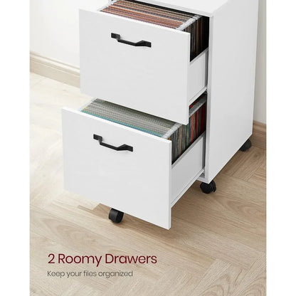 2-Drawer File Cabinet, Filing Cabinet for Home Office, Small Rolling File Cabinet, Printer Stand, for A4, Letter-Size Files