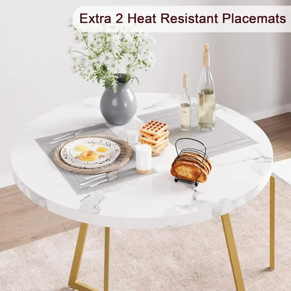 Juego de mesa de comedor para 2 personas, mesa de cocina y sillas para 2 personas, juego de mesa de cocina redonda moderna, juego de 3