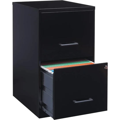 Archivador de 2 cajones profundos de 18", archivador negro con cerradura, archivador para oficina en casa/carta, con suspensión deslizante