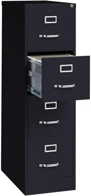 Archivador vertical de metal negro de 52" con 4 cajones y cerradura, preensamblado, tamaño carta, para el hogar y la oficina