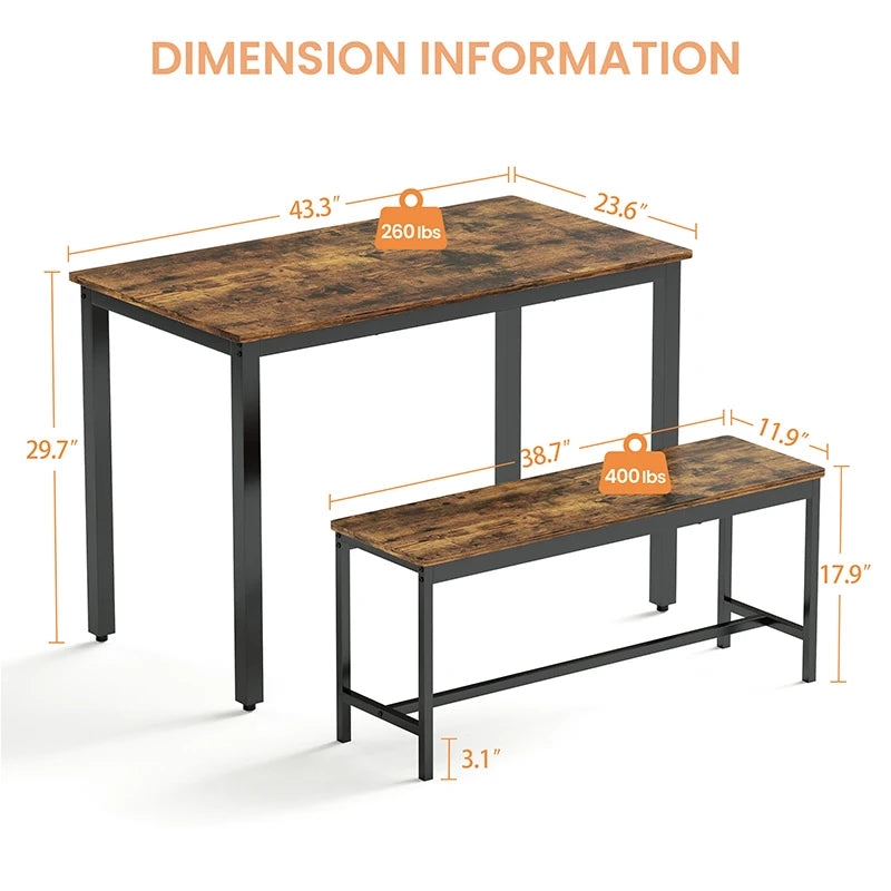 Ensemble de table à manger, table de bar avec 2 bancs de salle à manger, table de cuisine avec chaises, table de petit-déjeuner de cuisine, salon, salle de fête