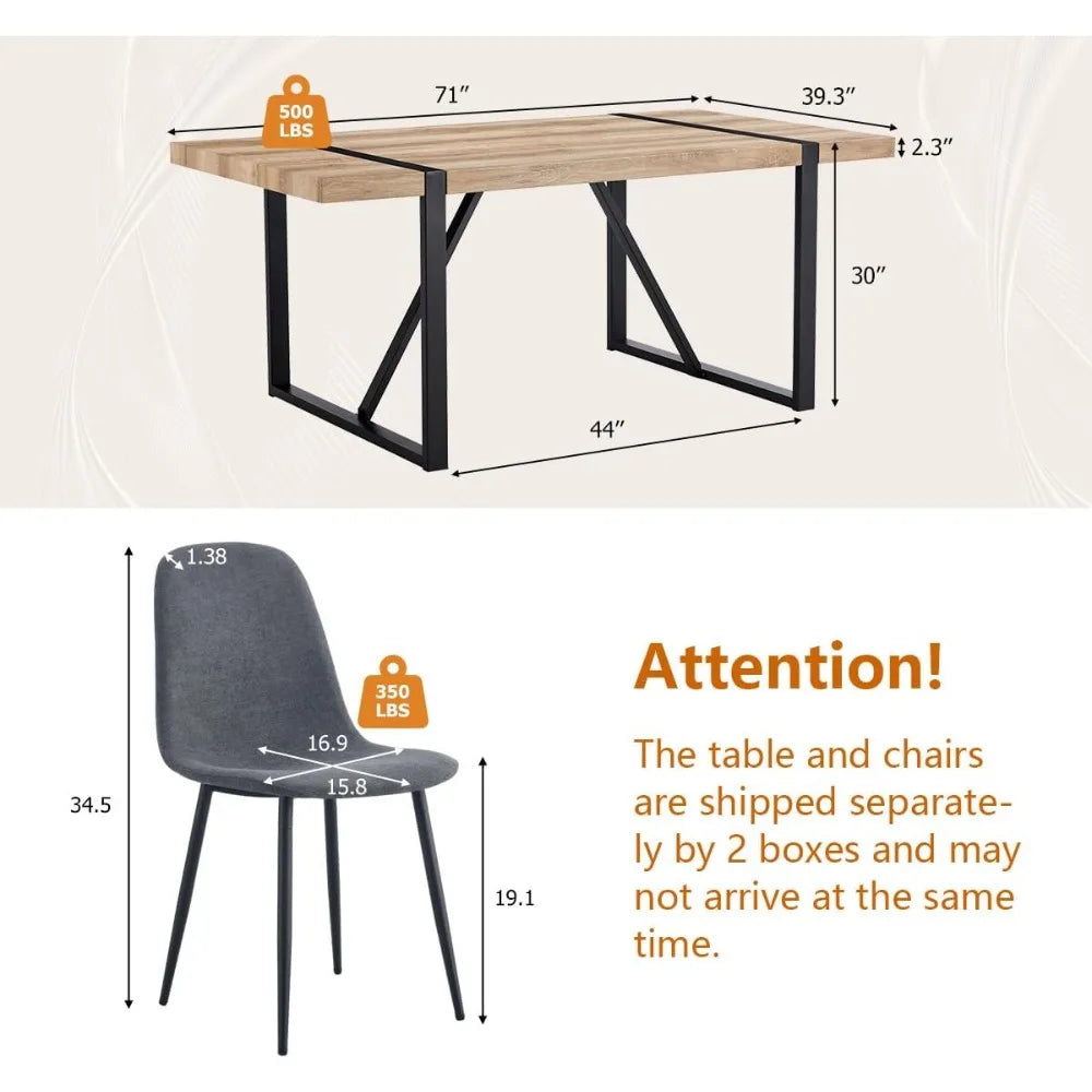 Ensemble de table à manger pour 8, 9 pièces, table de cuisine de 71 pouces et chaises en tissu suédé, ensemble de 8 pour la cuisine