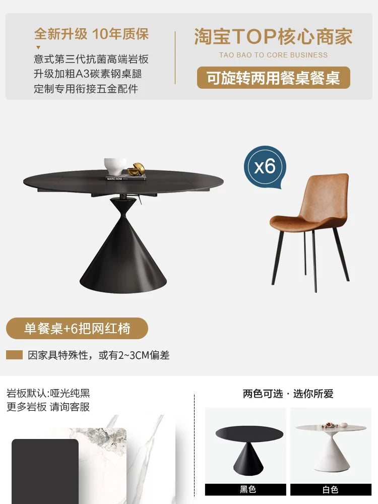 Folding Kitchen Dining Table Light Luxury Wooden Round Restaurant Tables Extendable Nordic Big Mesas De Comedor Furniture