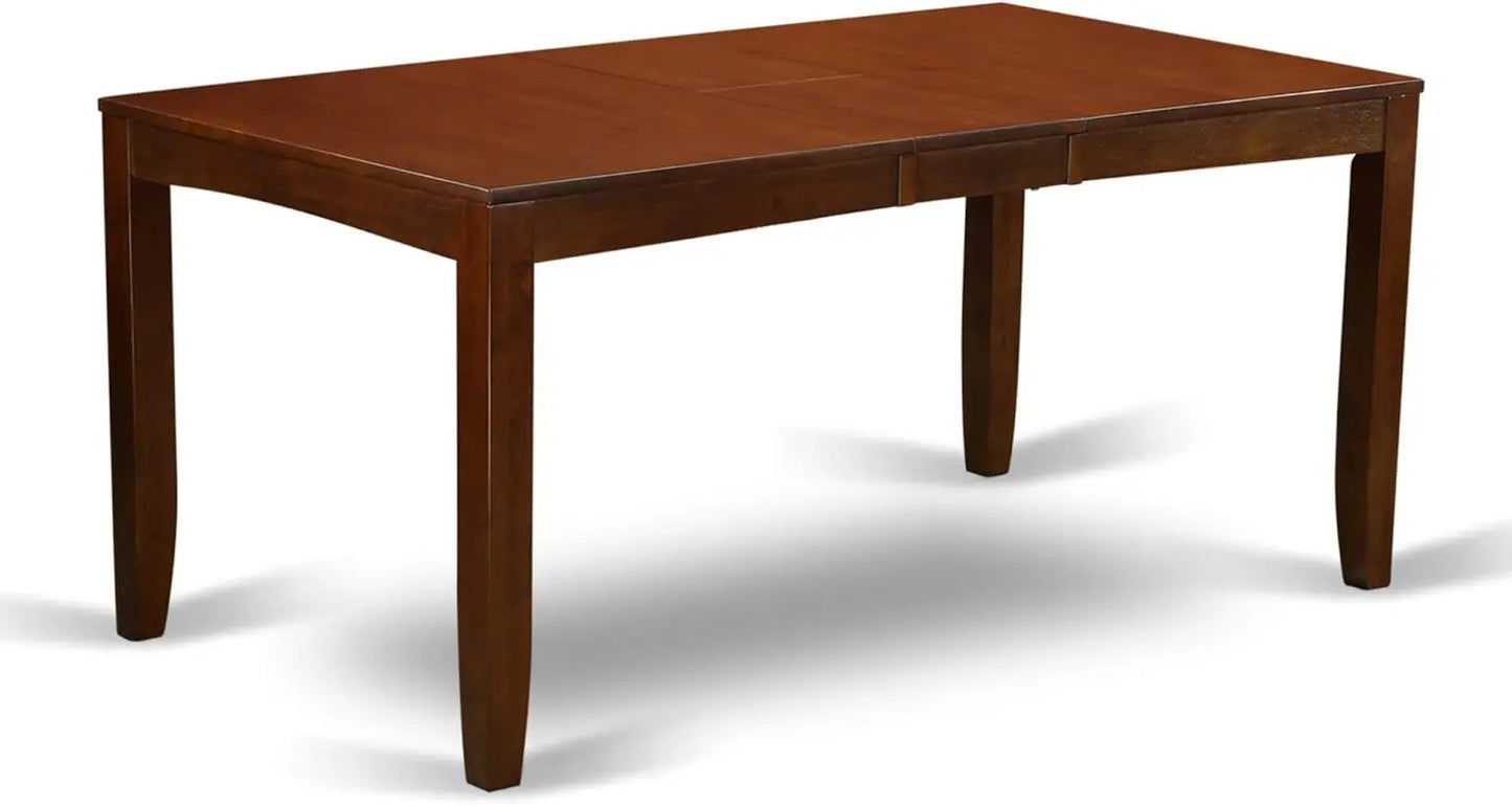 El juego de mesa de cocina de 7 piezas LYVA7-ESP-C de East West Furniture consta de una mesa de comedor rectangular con hojas de mariposa y 6 manteles