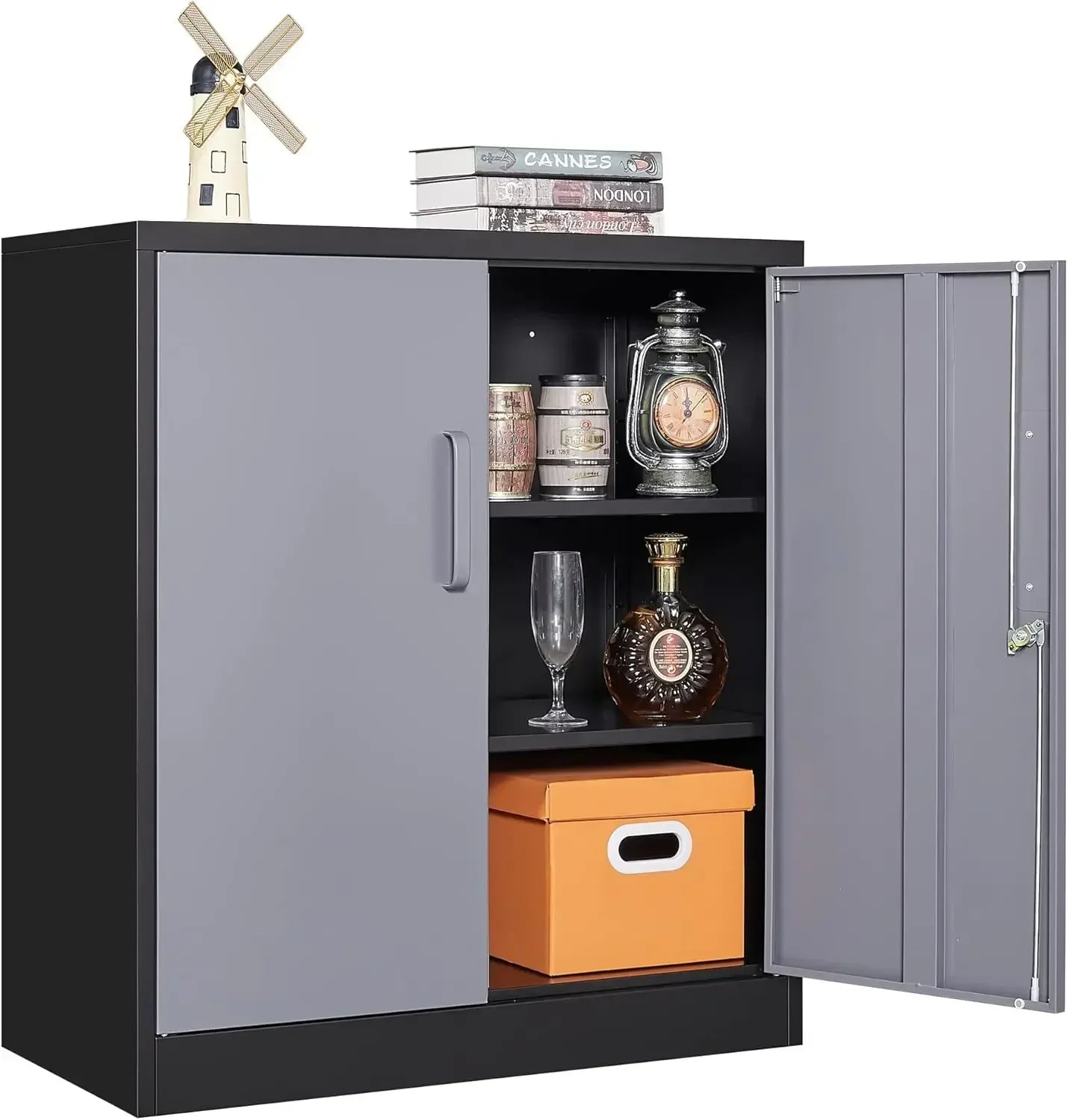 Metal Storage Cabinets with Drawers, Staff Locker with Lock Door and Shelves-Wardrobe Clothing/File/Tool Storage for Office, Hom