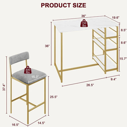 Juego de comedor con mesa de bar y 2 sillas altas tapizadas con tapa de madera para cocina pequeña Estados Unidos