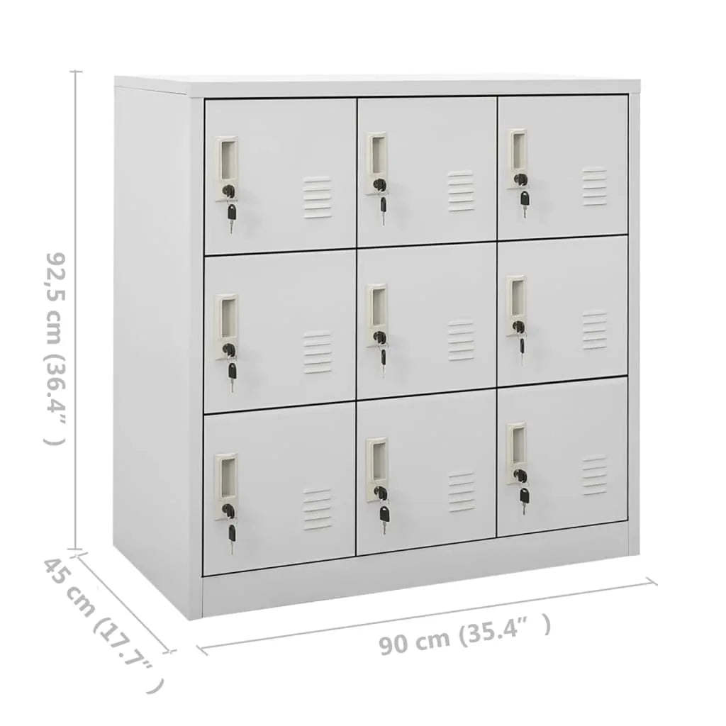 Locker Cabinet Cabinet Organizers and Storage with Locks and Doors for Living Room Office Light Grey 90x45x92.5 cm Steel