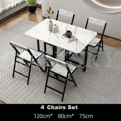 Ensemble table et chaises pliantes, tables à manger mobiles, ensemble de chaises, meubles de salle à manger, petit appartement, salon